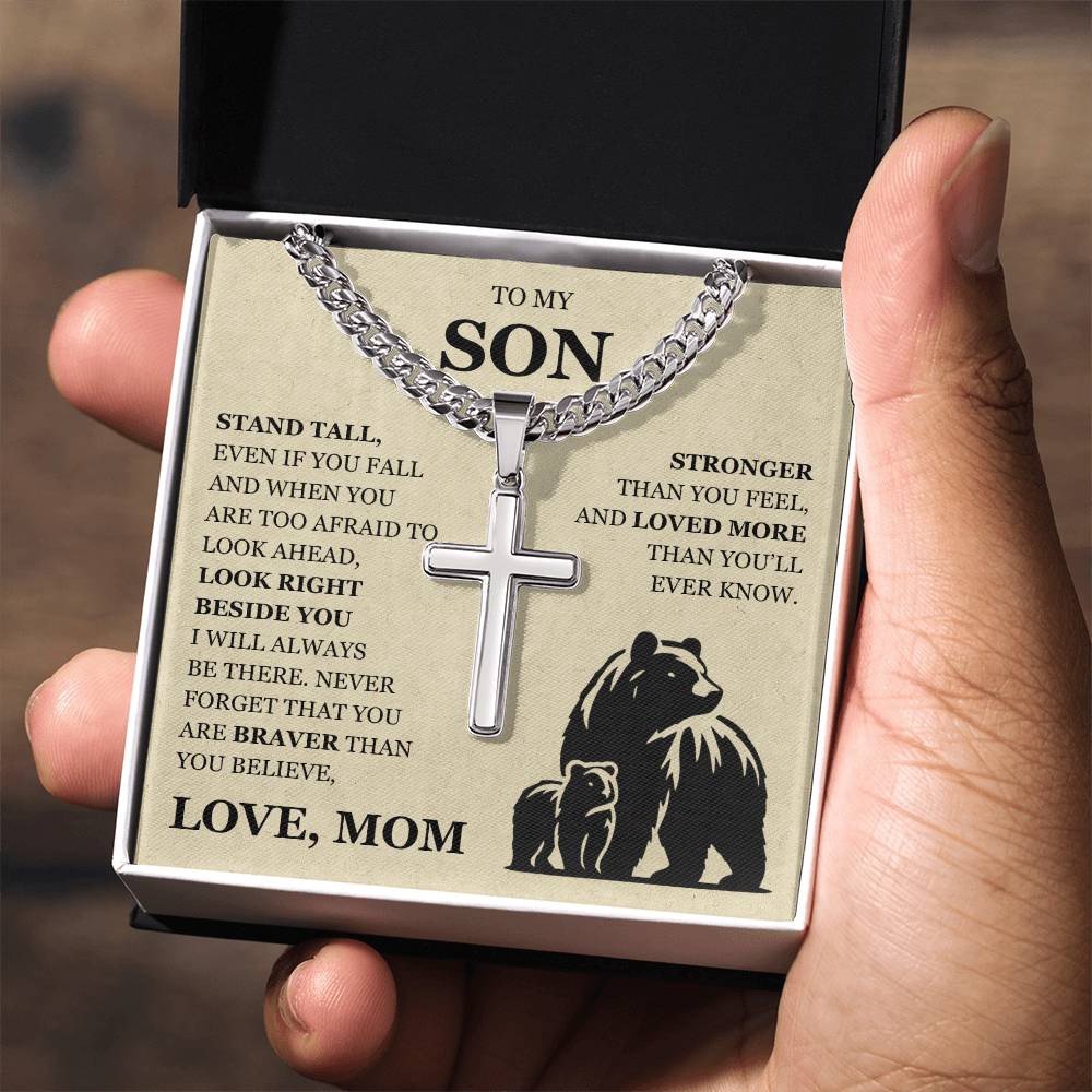 To My Son - Artisan Cross with Cuban Link Chain