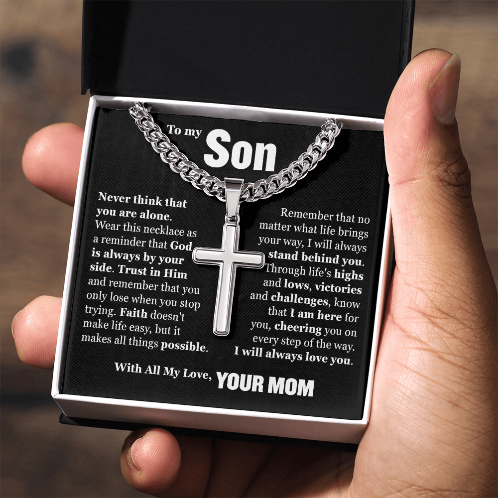 Cross Cuban Link Chain - To My Son "Trust in Him"