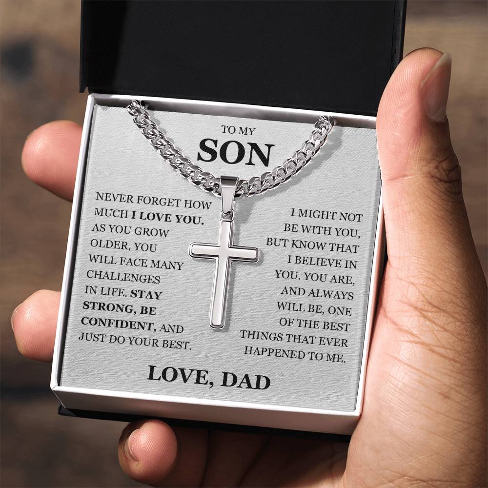 To My Son - Artisan Cross with Cuban Link Chain
