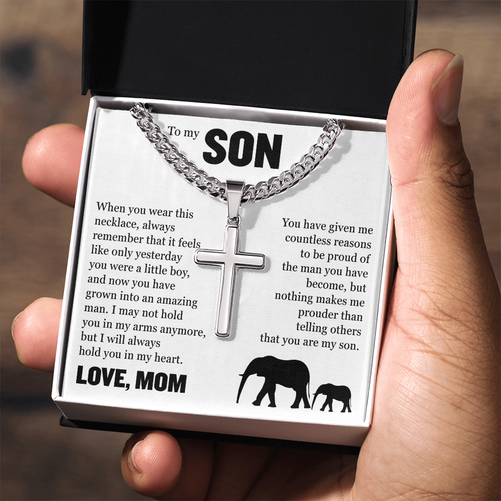 Cross Cuban Link Chain - To My Son "You Have Grown Into and Amazing Man"