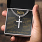 To My Son - Artisan Cross with Cuban Link Chain