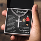 Cross Cuban Link Chain - To My Grandson "Never Underestimate Your Worth"