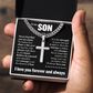 Cross Cuban Link Chain - To My Son "Never Feel That You Are Alone"
