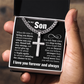 Cross Cuban Link Chain - To My Son "Never Give Up"