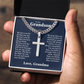 Cross Cuban Link Chain - To Our Grandson "We Love You"