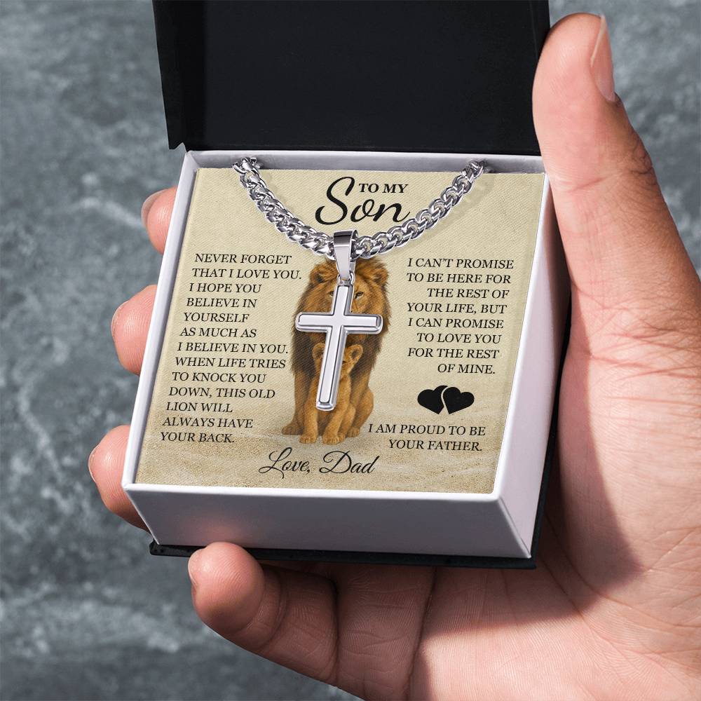 To My Son - Artisan Cross with Cuban Link Chain