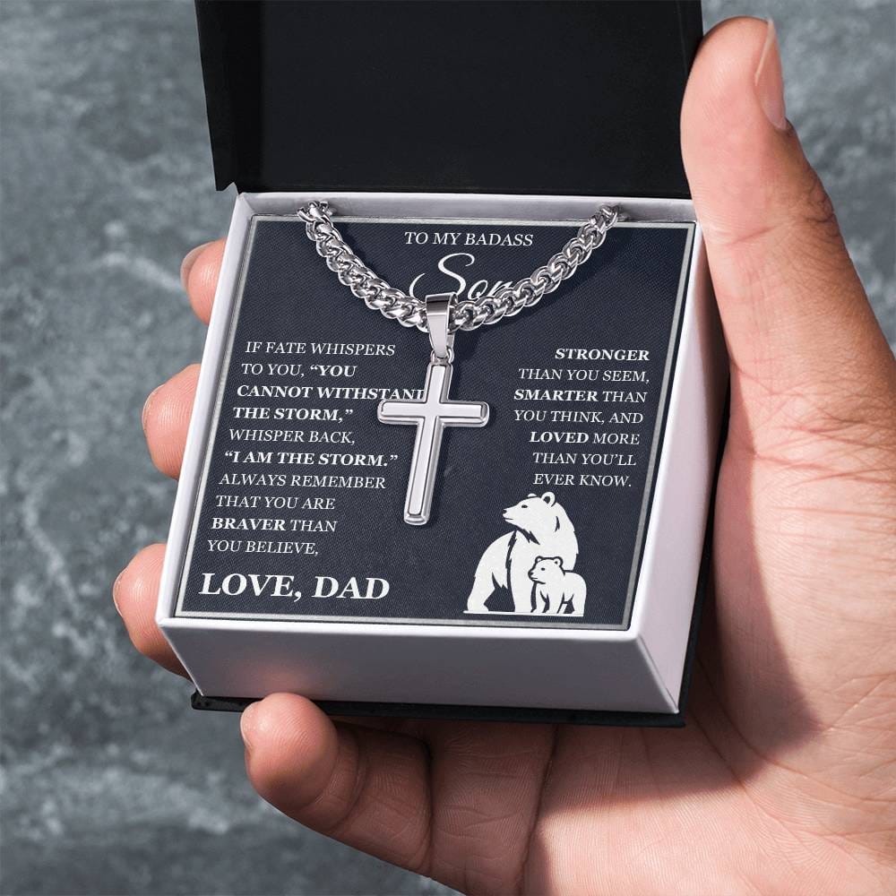 To My Son - Artisan Cross with Cuban Link Chain