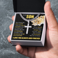 Cross Cuban Link Chain - To My Son "Never Forget That I Love You"