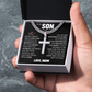 Cross Cuban Link Chain - To My Son "Never Forget That I Love You"