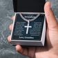Cross Cuban Link Chain - To My Grandson "Just Hold This Close and Feel My Love"
