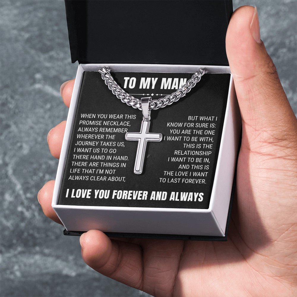 Cross Cuban Link Chain - To My Husband "You Are The One"