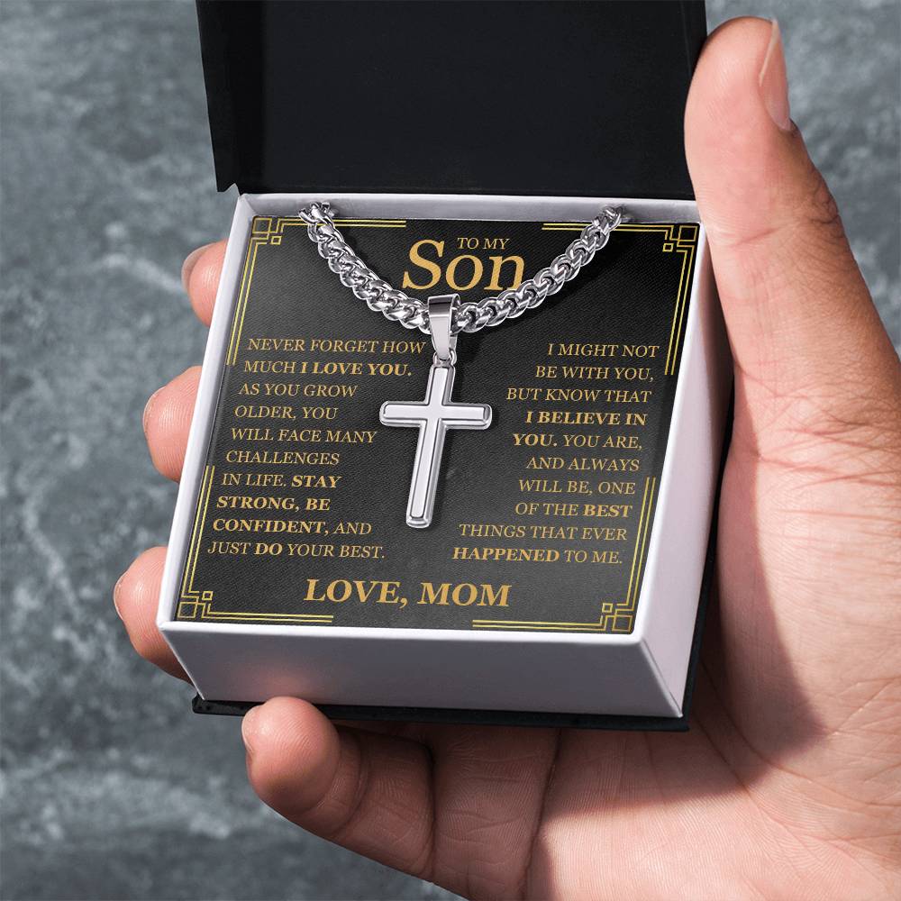 To My Son - Artisan Cross with Cuban Link Chain