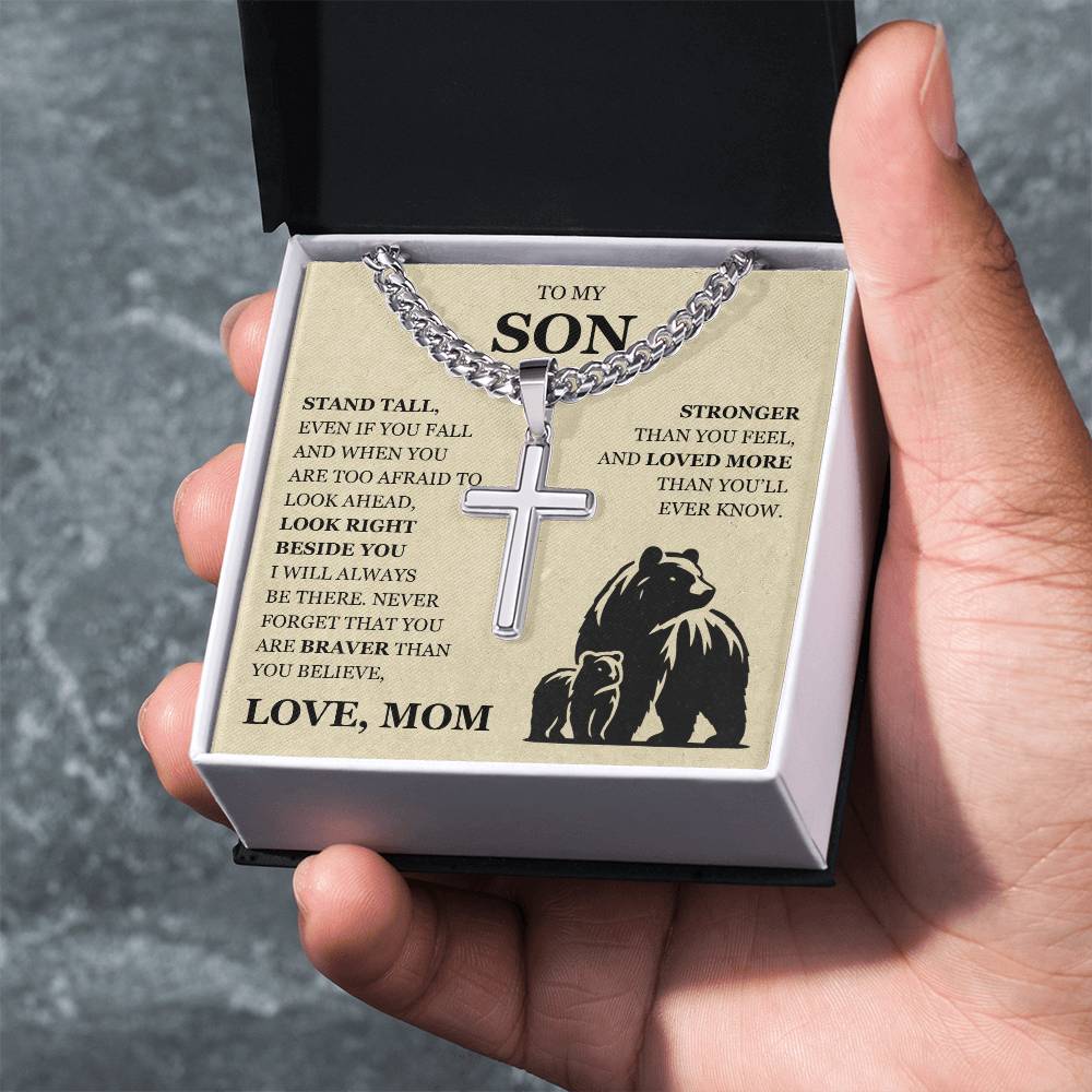 To My Son - Artisan Cross with Cuban Link Chain