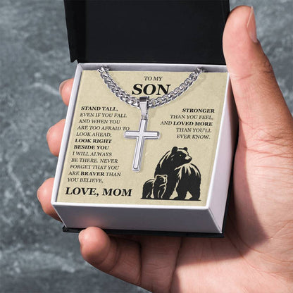 To My Son - Artisan Cross with Cuban Link Chain