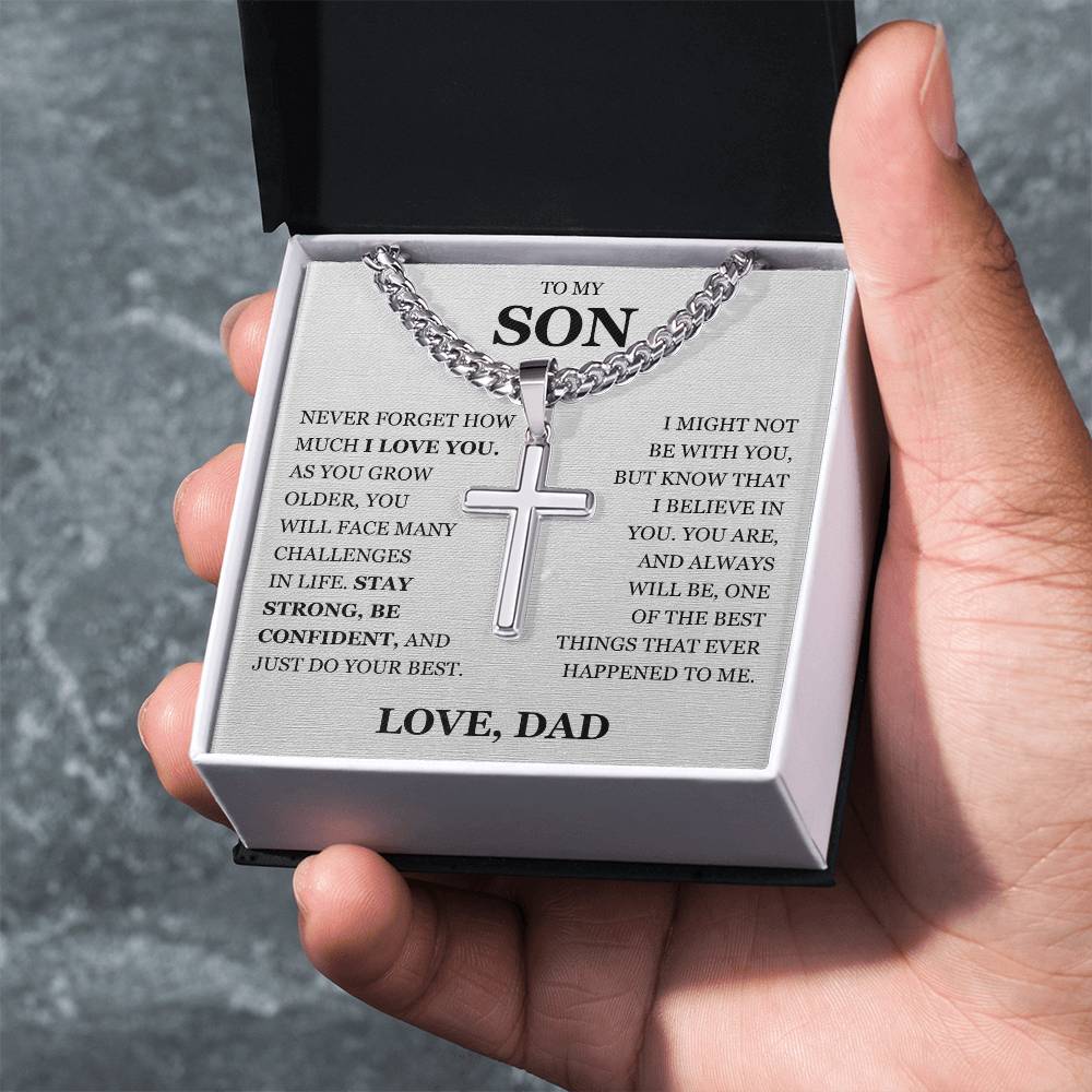 To My Son - Artisan Cross with Cuban Link Chain