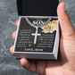 Artisan Cross with Cuban Link Chain - To My Son "Keep Going Ahead"
