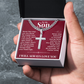 Cuban Chain with Cross Necklace - To My Son "Never Stop Believing In Yourself"
