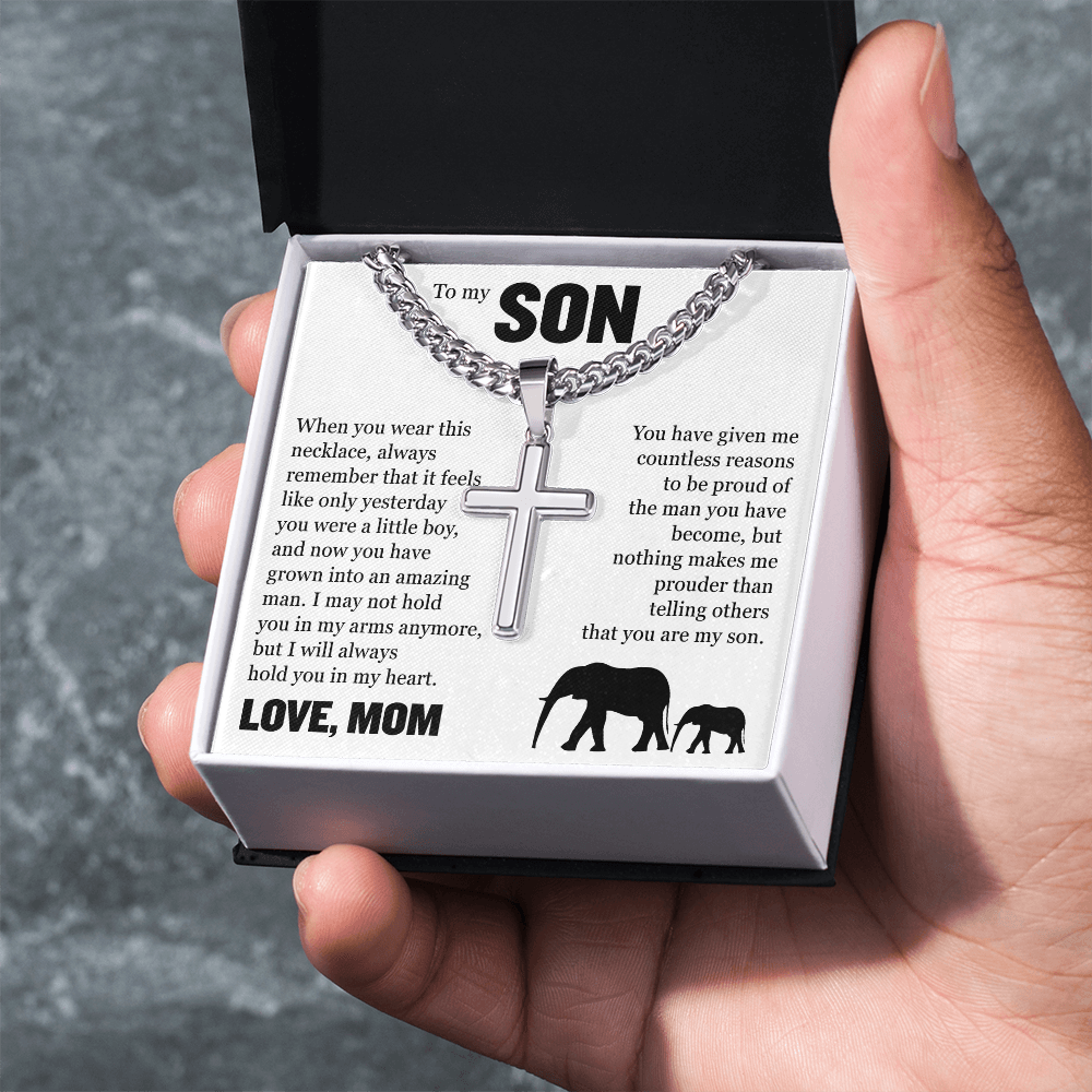Cross Cuban Link Chain - To My Son "You Have Grown Into and Amazing Man"