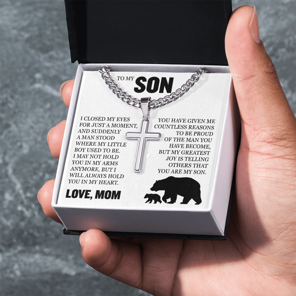 Cross Cuban Link Chain - To My Son "Proud of The Man You have Become"