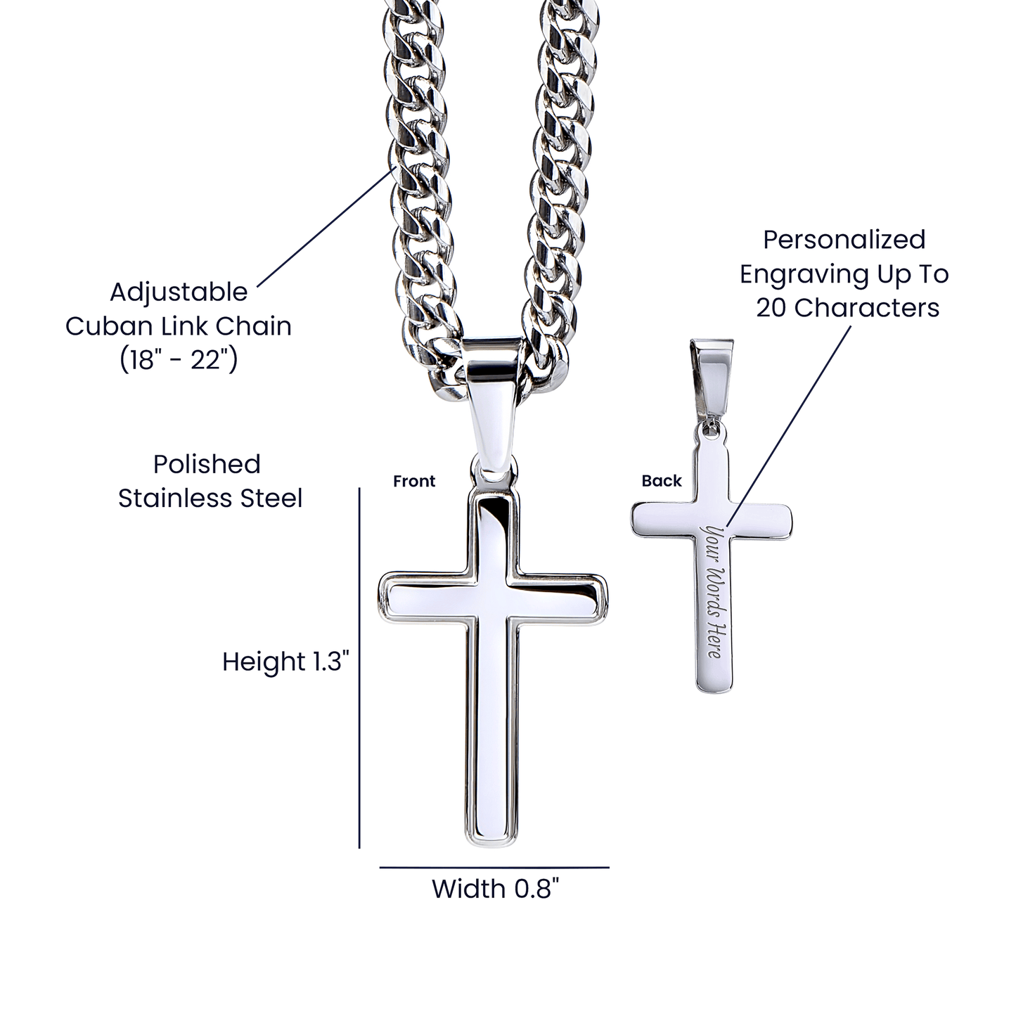 To My Son - Artisan Cross with Cuban Link Chain