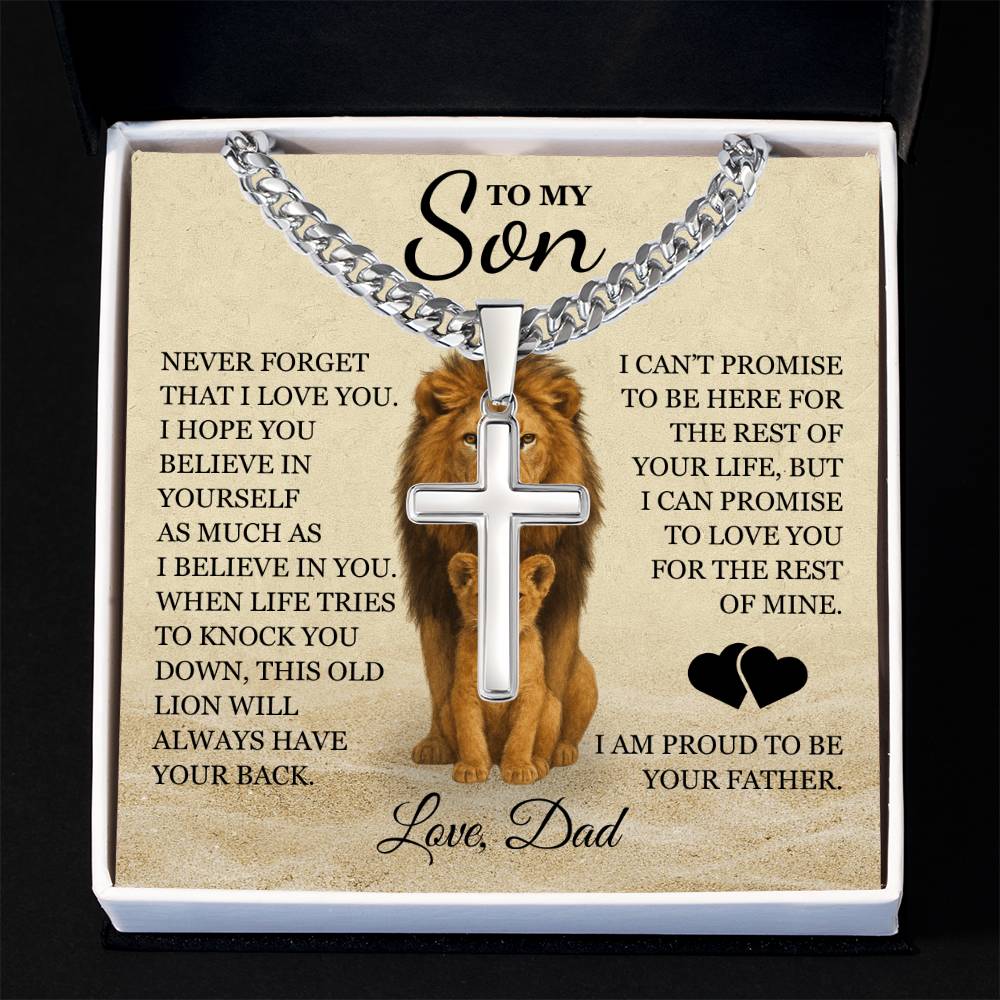To My Son - Artisan Cross with Cuban Link Chain