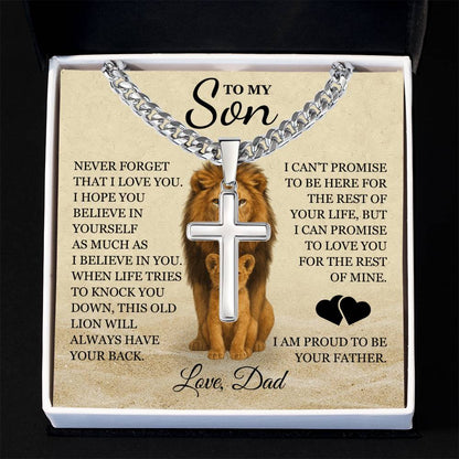 To My Son - Artisan Cross with Cuban Link Chain