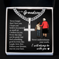 Cross Cuban Link Chain - To My Grandson "Never Underestimate Your Worth"