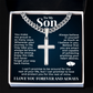 Cuban  Chain with Cross Necklace - To My Son "Always Be Brave"