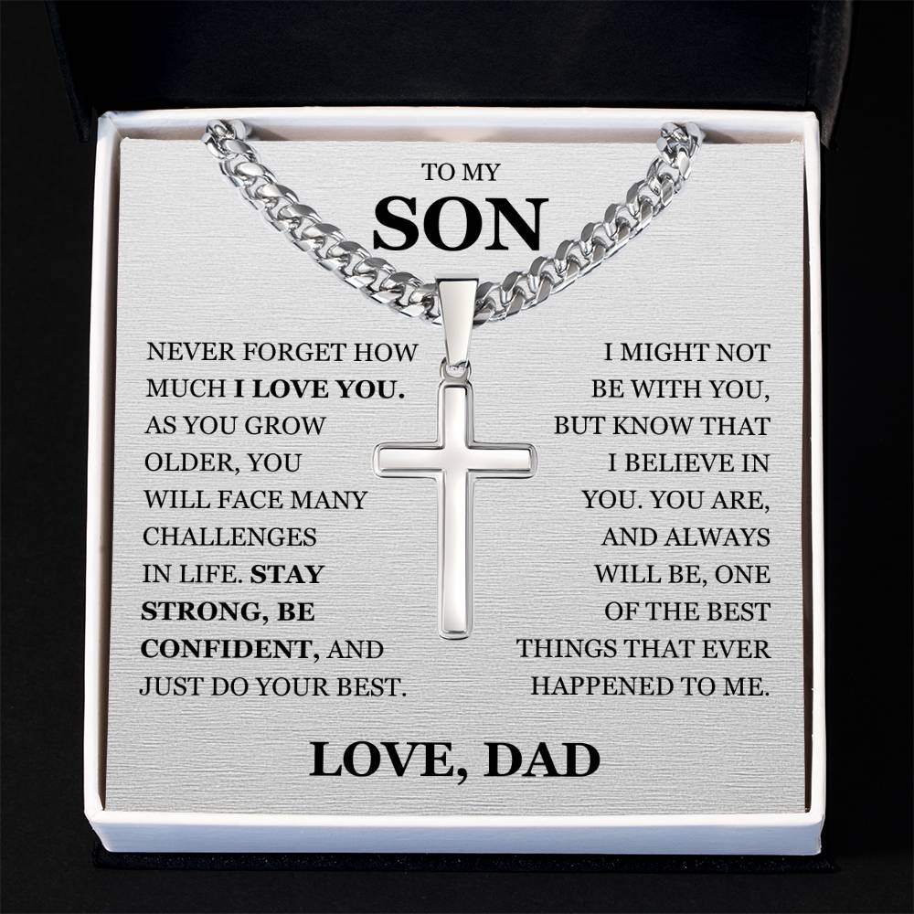 To My Son - Artisan Cross with Cuban Link Chain