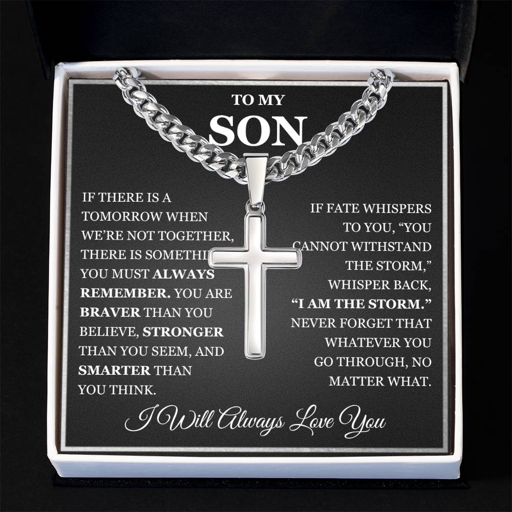 To My Son - Artisan Cross with Cuban Link Chain