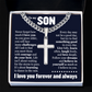 Cross Cuban Link Chain - To My Son "Never Forget How Much I Love You"