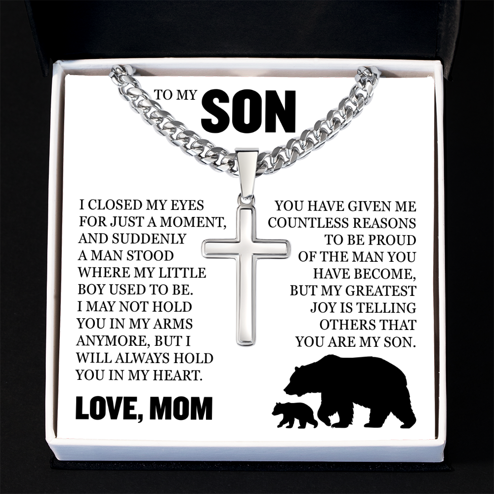 Cross Cuban Link Chain - To My Son "Proud of The Man You have Become"