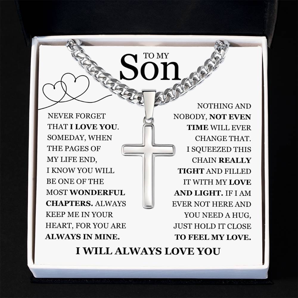 To My Son - Artisan Cross with Cuban Link Chain