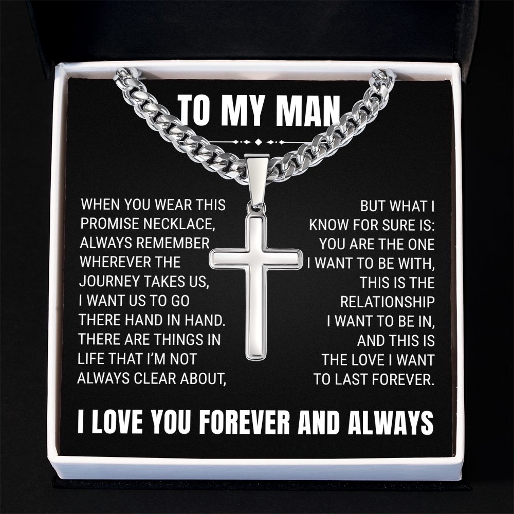 Cross Cuban Link Chain - To My Husband "You Are The One"