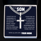 Cross Cuban Link Chain - To My Son "I Will Always Be There For You"