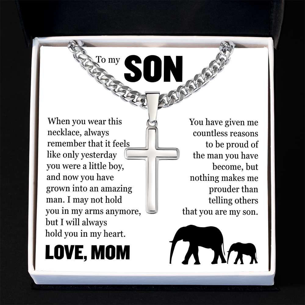Cross Cuban Link Chain - To My Son "You Have Grown Into and Amazing Man"