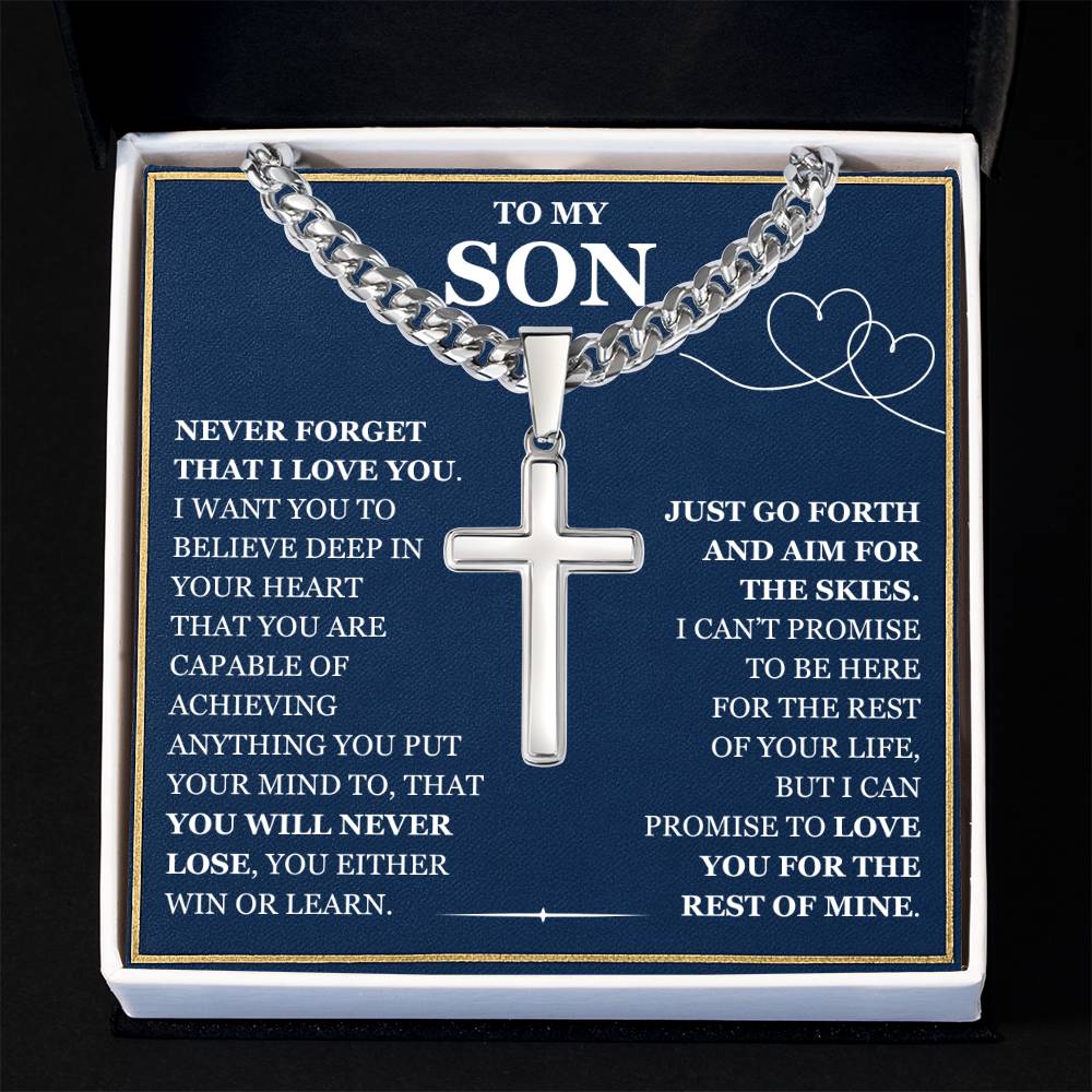 To My Son - Artisan Cross with Cuban Link Chain