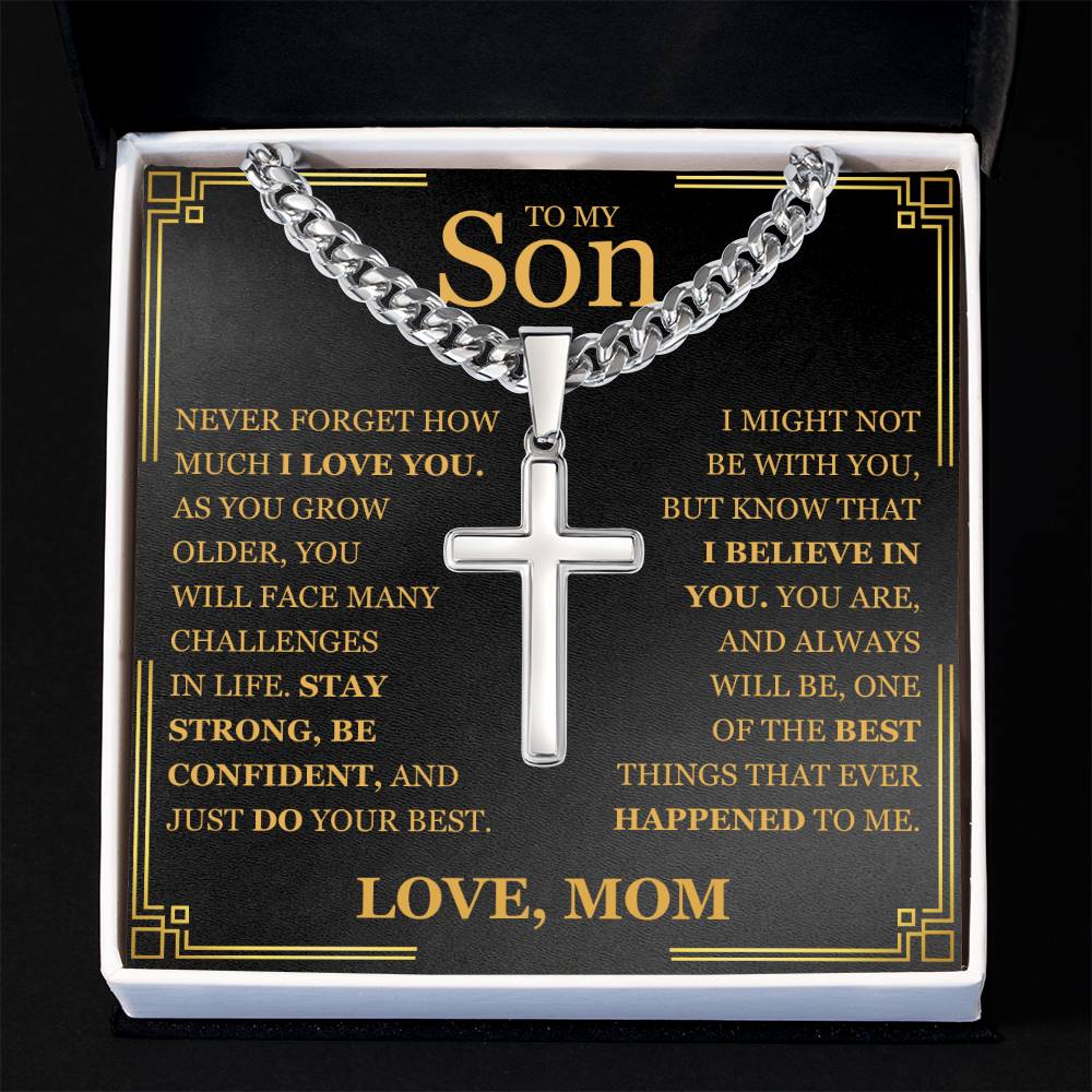 To My Son - Artisan Cross with Cuban Link Chain