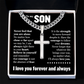 Cross Cuban Link Chain - To My Son "Never Feel That You Are Alone"