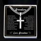 Cuban Chain with Cross Necklace - To My Grandson "Believe in Yourself"