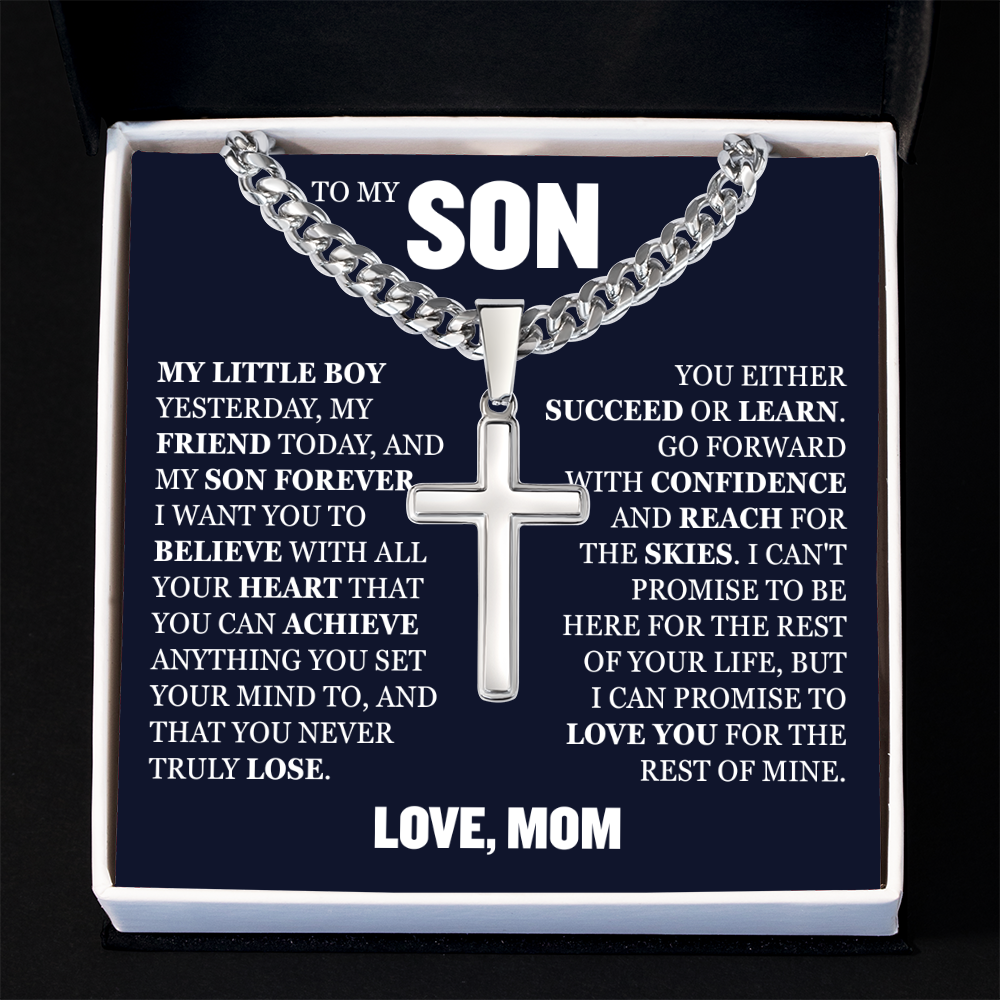 Cross Cuban Link Chain - To My Son "Reach For The Skies"