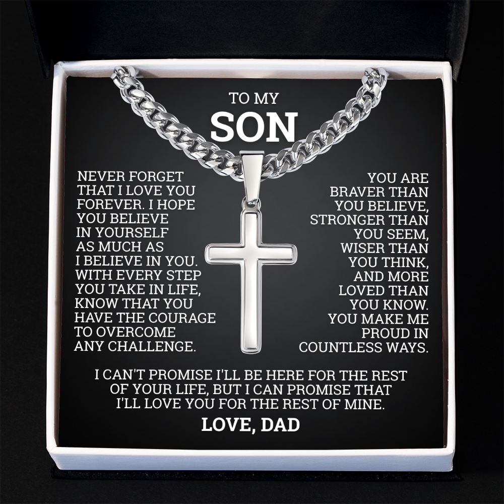 Cross Cuban Link Chain - To My Son "I Hope You Believe In Yourself"