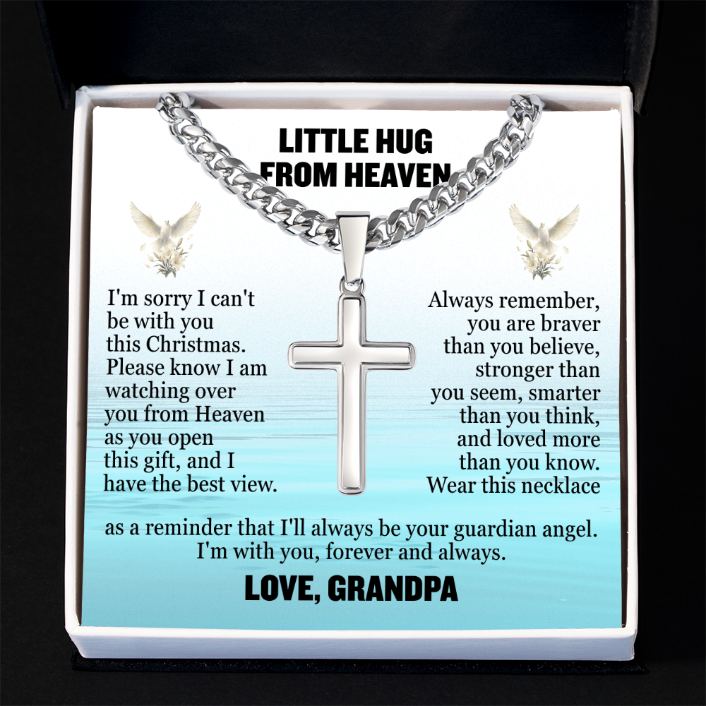 Cross Cuban Link Chain - Little Hug From Heaven From Grandpa