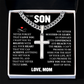 Cross Cuban Link Chain - To My Son "Never Forget That I Love You"