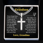 Cross Cuban Link Chain - To My Grandson "You Either Win or Learn"