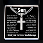 Cross Cuban Link Chain - To My Son "Never Give Up"