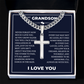 Cuban Chain with Cross Necklace - To My Grandson "I'll Always Be with You"