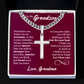 Cross Cuban Link Chain - To My Grandson "Just Do Your Best"
