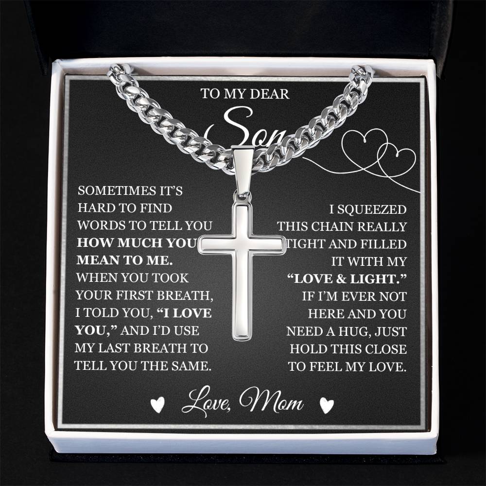 To My Son - Artisan Cross with Cuban Link Chain