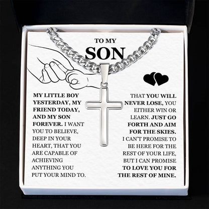 To My Son - Artisan Cross with Cuban Link Chain